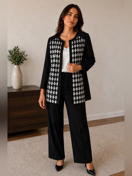 Chico's Jackets & Blazers - Chico's Black & White Novelty Fabric Mix blazer Sz 2 large